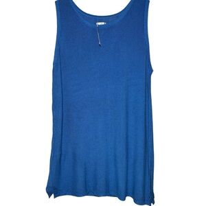 NEW Chico's Sleeveless Pebble Knit Sweater Brilliant Blue Size 3 Split Hem